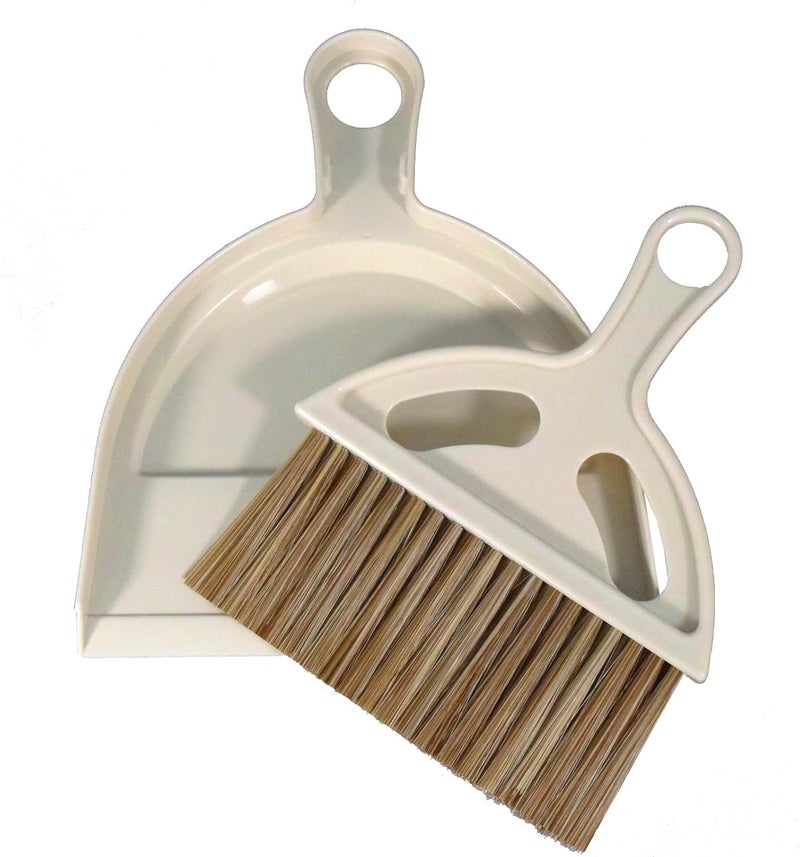 BSMstone Mini Broom and Dustpan Set Hand Broom with Dustpan Portable Housekeeping Cleaning Tools for Desk,Counter,Sofa,Kitchen,Office,Nest (Off White) - Image 1
